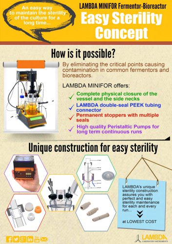 Easy Sterility Concept of LAMBDA MINIFOR Laboratory Fermentor-Bioreactor