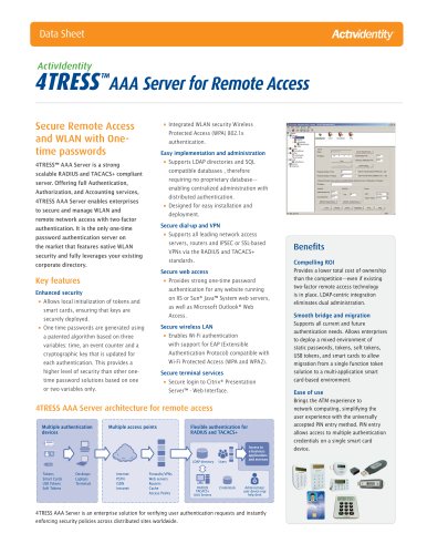 4TRESS AAA Server for Remote Access   Secure Remote Access and WLAN with One-time passwords