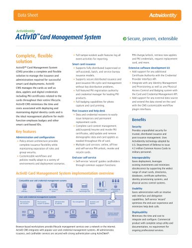 ActivID Card Management System   Complete, flexible solution