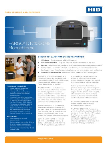 FARGO DTC1000Me Printer