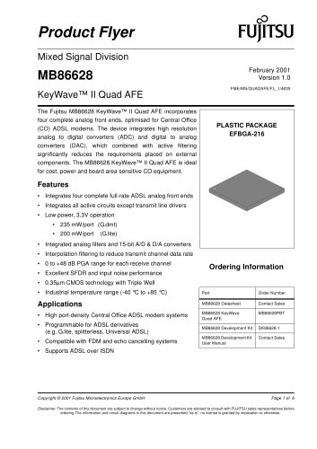 ADSL modem products: MB86628 Product Flyer