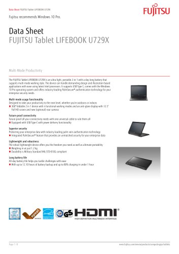 FUJITSU Tablet LIFEBOOK U729X