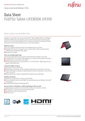 FUJITSU Tablet LIFEBOOK U939X