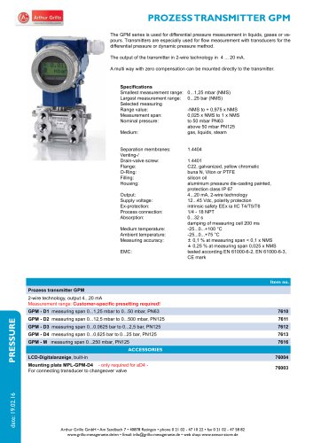 GPM - prozess transmitter