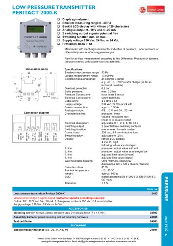 Peritact 2000-K - Low pressure transmitter