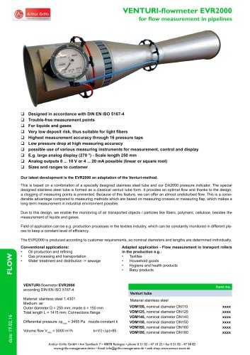 Venturi-flowmeter EVR2000