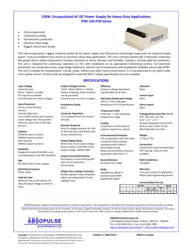 PWI 150-P59 Encapsulated AC-DC power supply