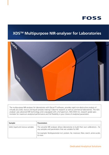 XDSTM Multipurpose NIR-analyser for Laboratories