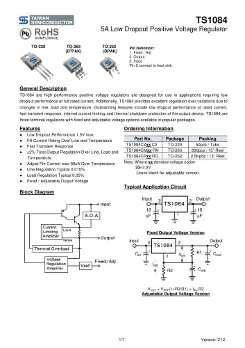TS1084CM Power Management Ics-Linear Voltage Regulator-Low Dropout Voltage Regulator
