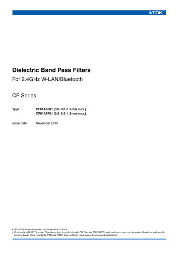 Dielectric Band Pass Filters CF61A8501