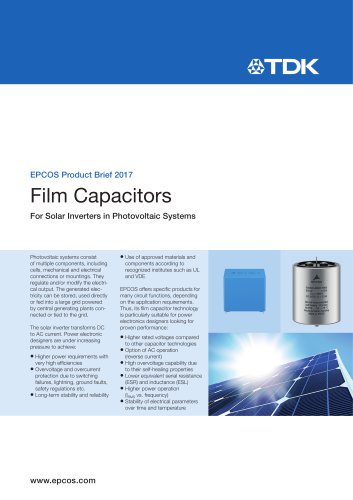 Film Capacitors for Solar Inverters in Photovoltaic Systems