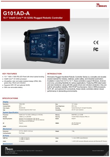 10.1&rdquo; Intel&reg; Core&trade; i5-1235U Rugged Robotic Controller G101AD-A