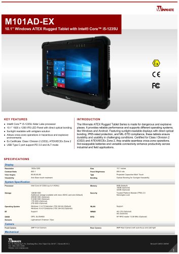 10.1&rdquo; Windows ATEX Rugged Tablet with Intel&reg; Core&trade; i5-1235U M101AD-EX