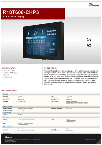 10.4" Chassis Display R10T600-CHP3