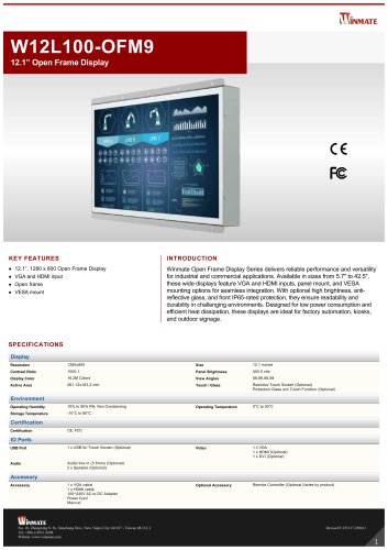 12.1&rdquo; Open Frame Display W12L100-OFM9
