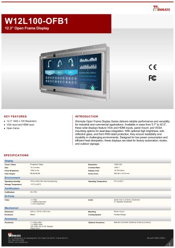 12.3&rdquo; Open Frame Display W12L100-OFB1