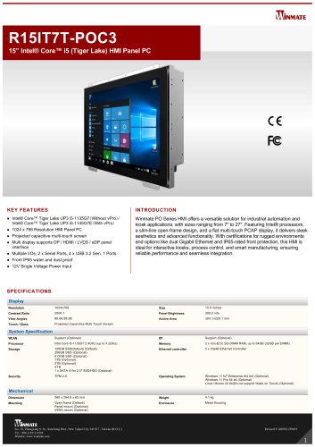 15&rdquo; Intel&reg; Core&trade; i5 (Tiger Lake) HMI Panel PC R15IT7T-POC3