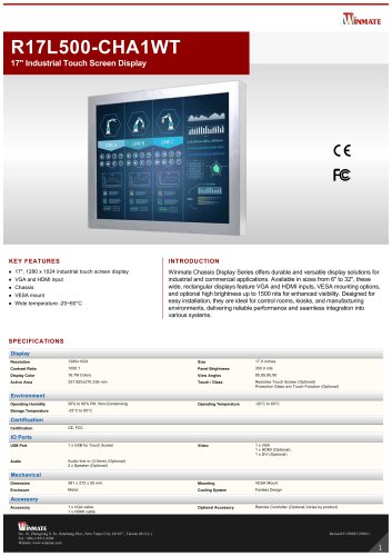 17" Industrial Touch Screen Display R17L500-CHA1WT