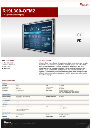 19&rdquo; Open Frame Display R19L300-OFM2