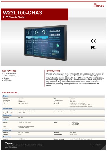 21.5" Chassis Display W22L100-CHA3
