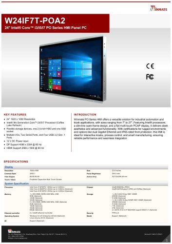 24" Intel&reg; Core&trade; i3/i5/i7 PO Series HMI Panel PC W24IF7T-POA2