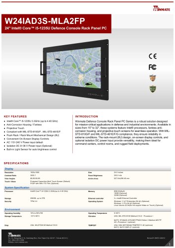 24" Intel&reg; Core&trade; i5-1235U Defence Console Rack Panel PC W24IAD3S-MLA2FP