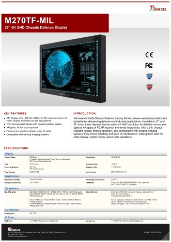 27&rdquo; 4K UHD Chassis Defence Display M270TF-MIL
