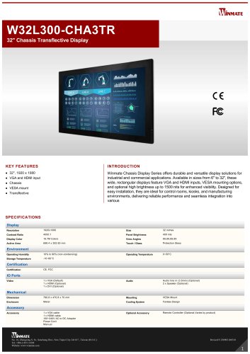 32" Chassis Transflective Display W32L300-CHA3TR