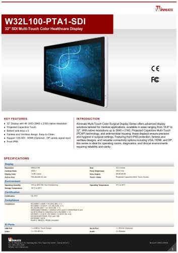 32" SDI Multi-Touch Color Healthcare Display W32L100-PTA1-SDI