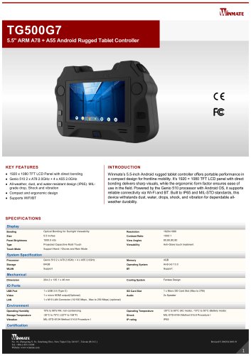 5.5" ARM A78 + A55 Android Rugged Tablet Controller TG500G7