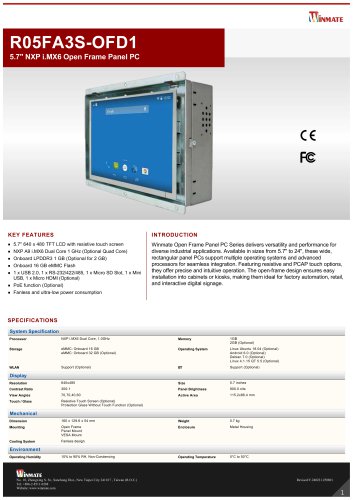 5.7" NXP i.MX6 Open Frame Panel PC R05FA3S-OFD1