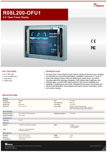 8.4&rdquo; Open Frame Display R08L200-OFU1