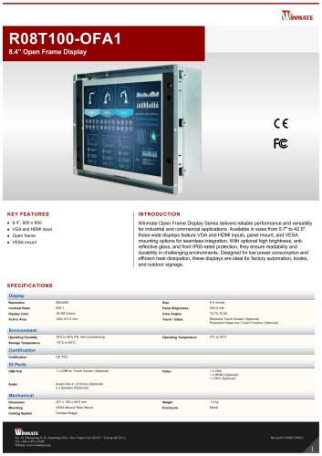 8.4&rdquo; Open Frame Display R08T100-OFA1