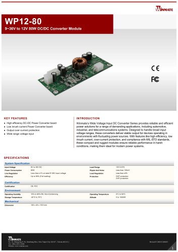 9~36V to 12V 80W DC/DC Converter Module WP12-80