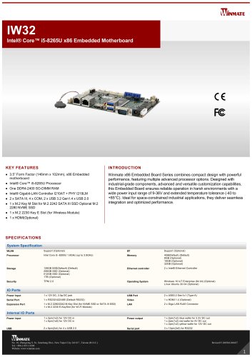 Intel&reg; Core&trade; i5-8265U x86 Embedded Motherboard IW32