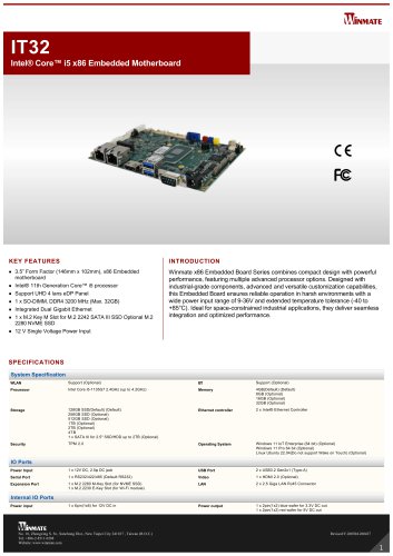 Intel&reg; Core&trade; i5 x86 Embedded Motherboard IT32