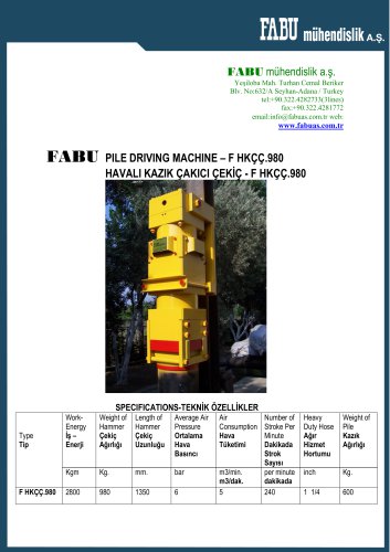 PILE DRIVING MACHINE – F HKÇÇ.980