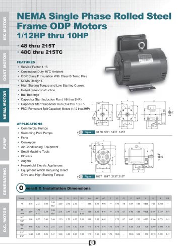 NEMA 1-Phase Rolled Steel ODP Motors