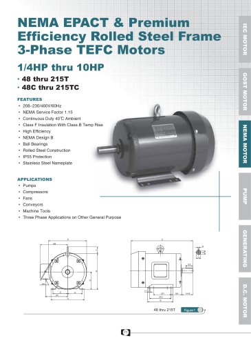 NEMA EPACT & PREMIUM EFF. Rolled Steel 3-Phase TEFC Motors