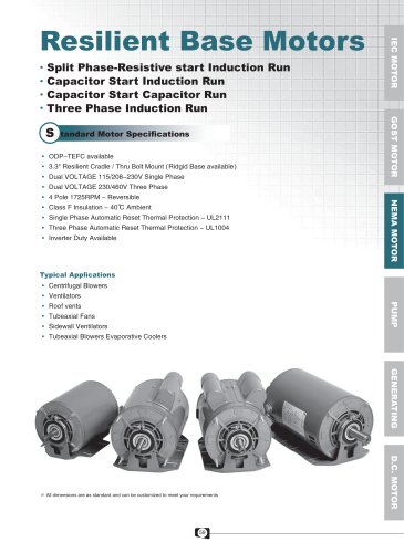 NEMA Resilient Base Motors