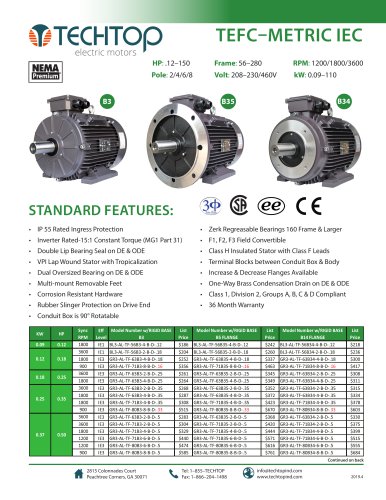 TEFC–METRIC IEC