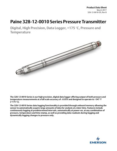 328-12-0010 Series Digital, High Precision, Data Logger Pressure and Temperature Transmitter