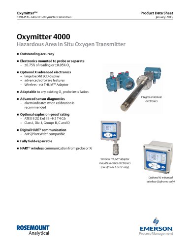 Oxymitter 4000 Hazardous Area In Situ Oxygen Transmitter