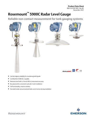 Rosemount™ 5900C Radar Level Gauge Reliable non-contact measurement for tank gauging systems