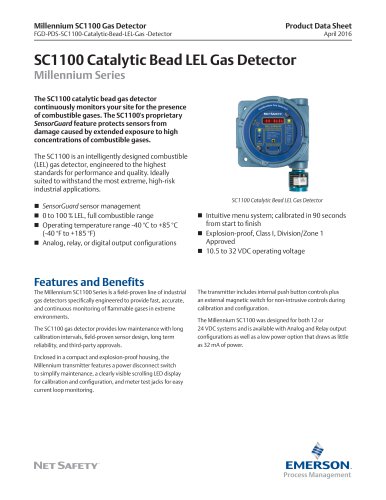 SC1100 Catalytic Bead LEL Gas Detector Millennium Series