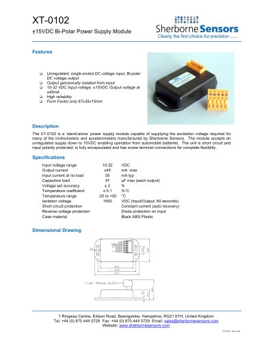Sherborne Sensors Model XT-0102 Power Supply