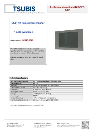 Industrial monitor for Agievision monitor