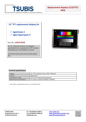 Replacement display for the control AgieVision 4 on the Agie Hyperspark 3