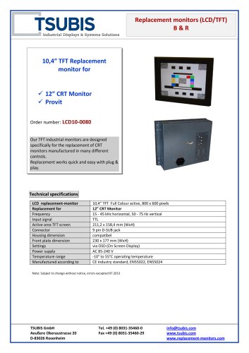 Replacement monitor for B&R Provit 1000 and Provit 500D3