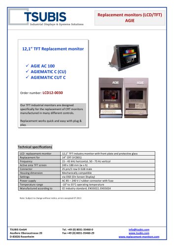 Replacement monitors (LCD/TFT)  AGIE